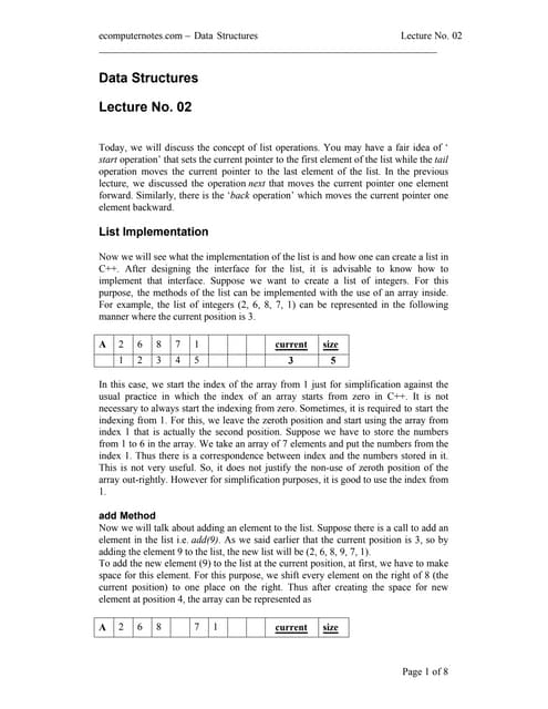 computer notes - List implementation