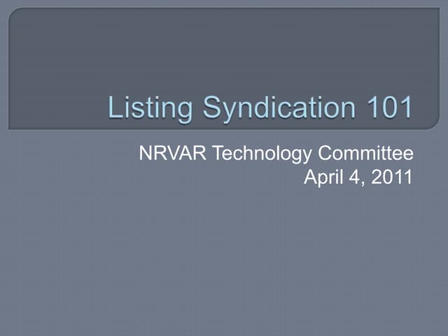 Listing Syndication 101 for Real Es...