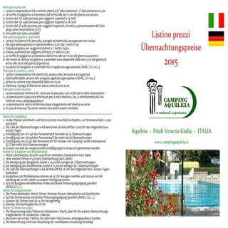 Prezzi Preise 2015 Camping Aquileia