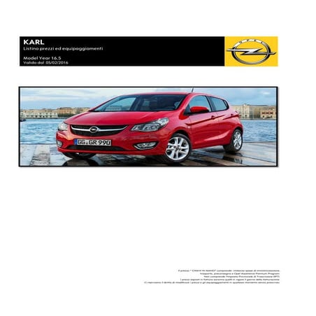 Listino prezzi Opel Karl 2016 febbraio