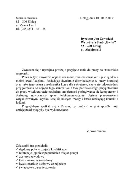 List Motywacyjny