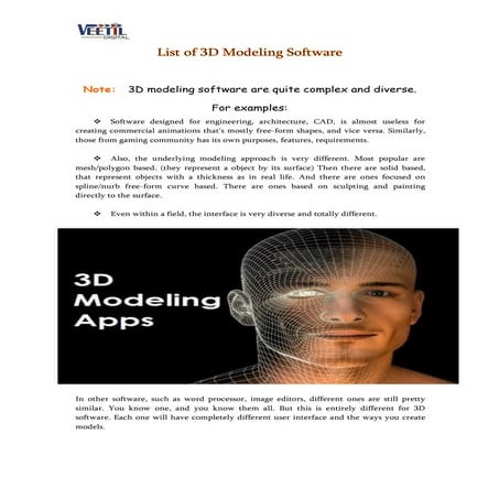 List of 3D modeling software | PDF