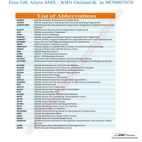 List of abbreviations   the onlinegk