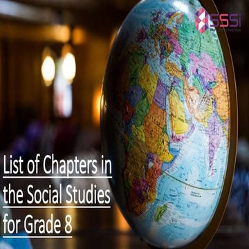 List of Chapters in the Social Studies for Grade 8 | PPTX