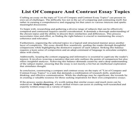 List Of Compare And Contrast Essay Topics.pdf