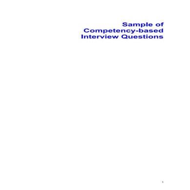 List of competency based interview questions