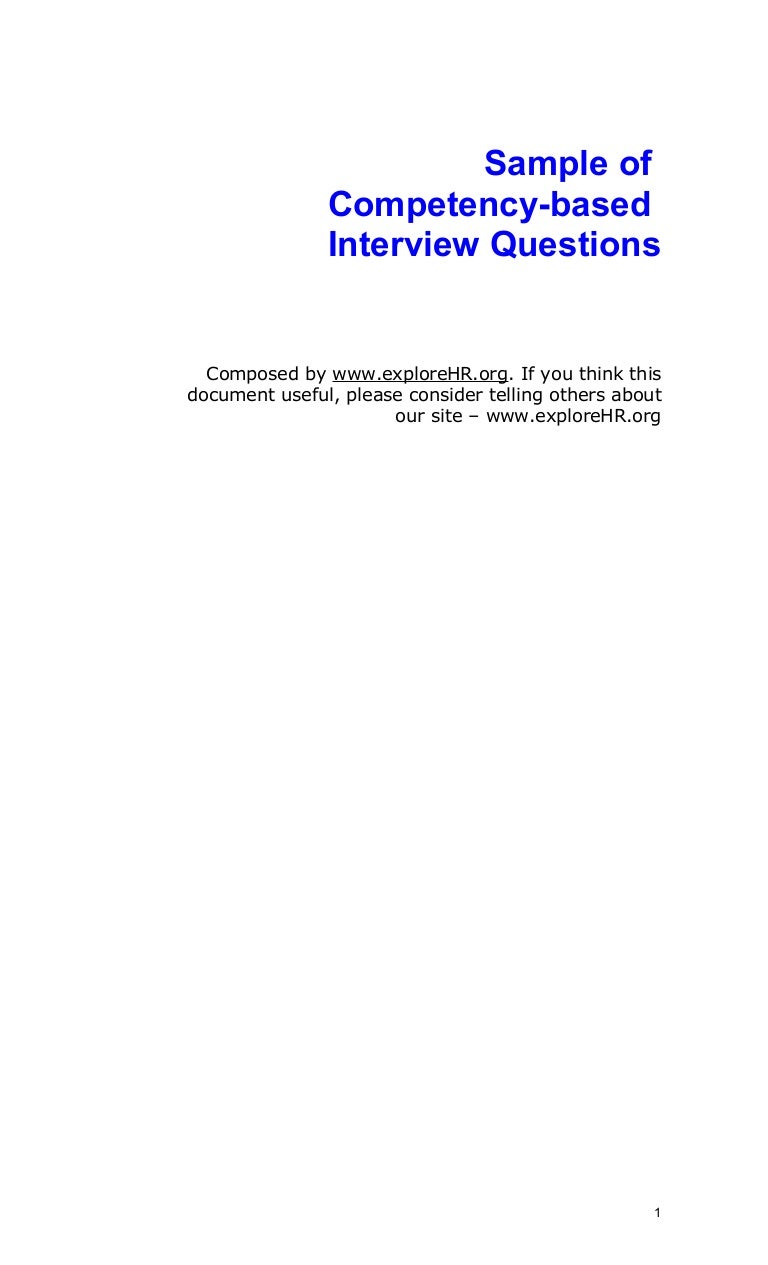 List Of Competency Based Interview Questions List Of Competency Based Interview Questions