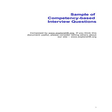 List of competency based interview questions | PDF
