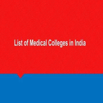 List of Medical Colleges in India
