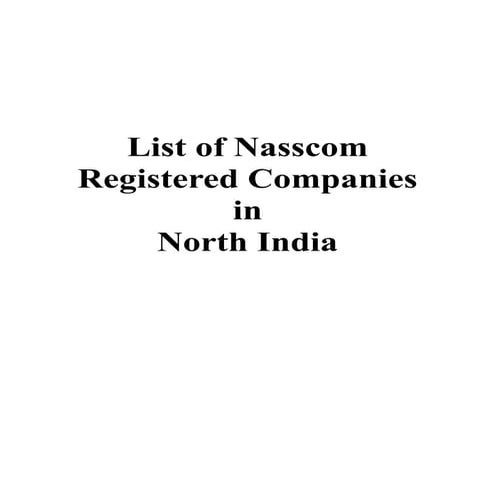 List of Nasscom Registered Companies in North India