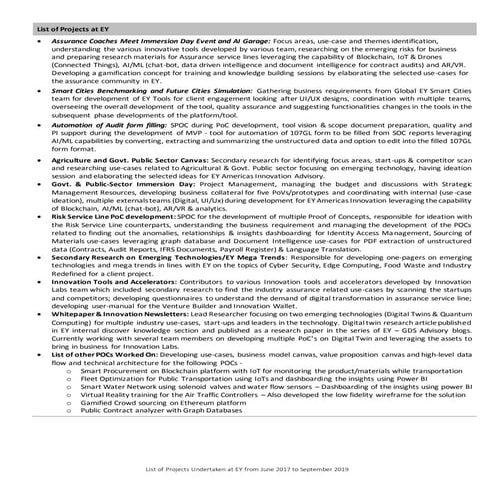 List of projects at EY