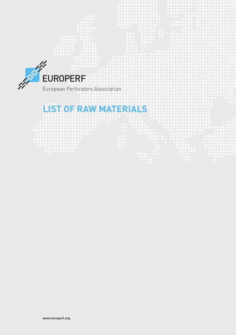 List of Raw Materials