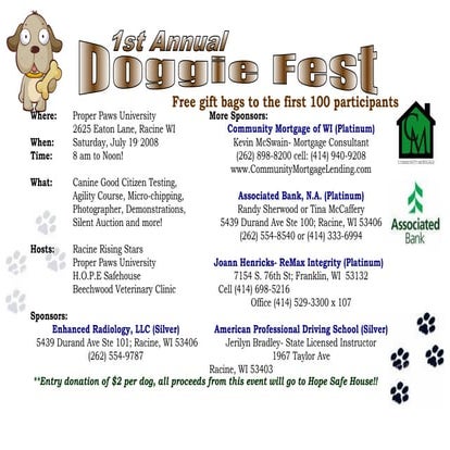 List Of Sponsors During 2008 Doggiefest