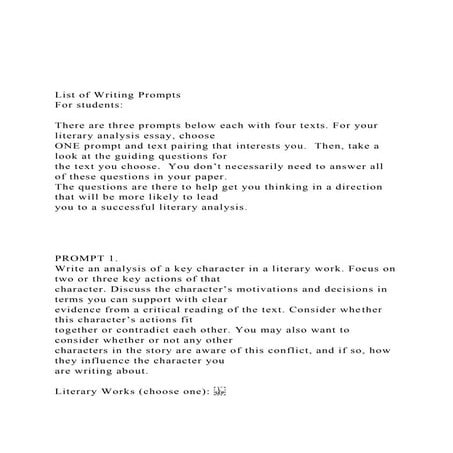   List of Writing Prompts  For students  There are th.docx