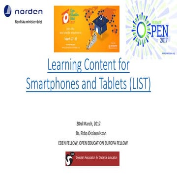 Learning content for mobile devices (LIST) OpenEdWeek2017