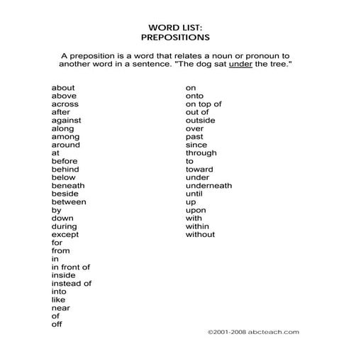 List prepositions | PDF