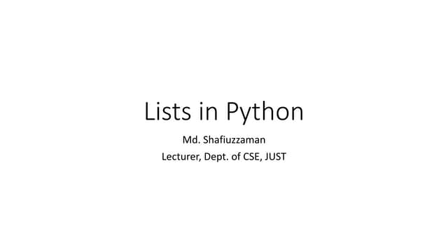 Lists in Python | PPT