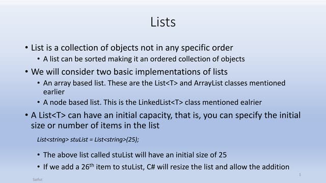Lists | PPT