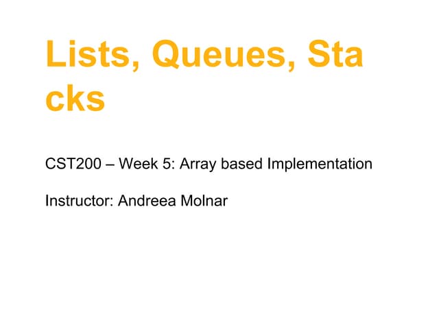 Lists, queues and stacks 1