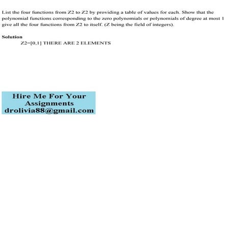 List the four functions from Z2 to Z2 by providing a table of values.pdf