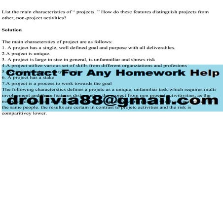 List the main characteristics of “ projects. ” How do these features.pdf