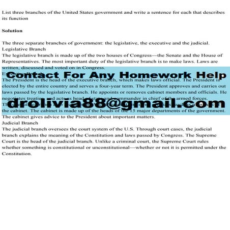 List three branches of the United States government and write a sent.pdf