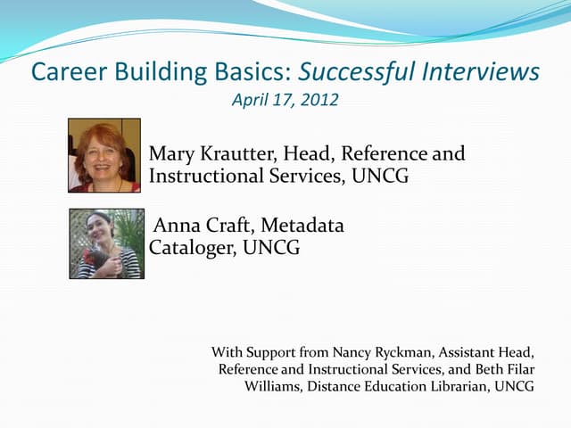 LIS Career Building Basics: Successful Interviews