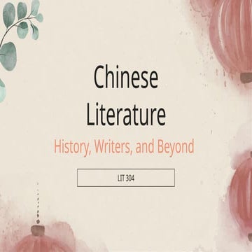 Chinese Literature Version 1 - for Literature Class | PPTX