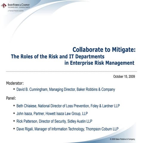 Lit con 2009   collaborate to mitigate panel - facilitated by dave cunningham...