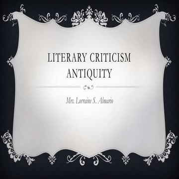 Literary criticism antiquity