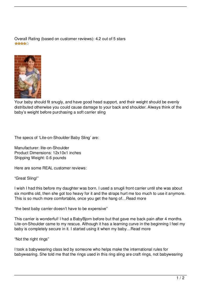 lite on shoulder ring sling