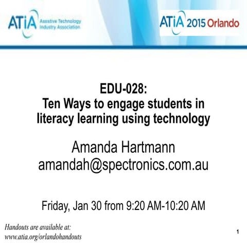 Ten Ways to engage students in literacy learning using technology