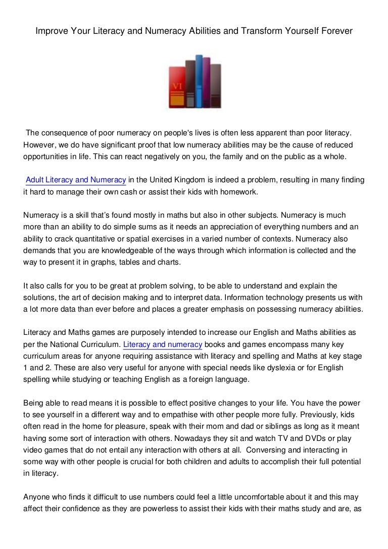 Improve Your Literacy and Numeracy Abilities and Transform Your Life