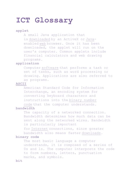 Computer Glossary A to Z Terminology, Vocabulary | PDF