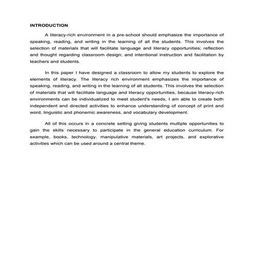 Literacy rich environment