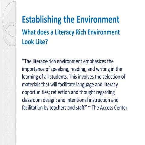 Creating a Literacy Rich Environment