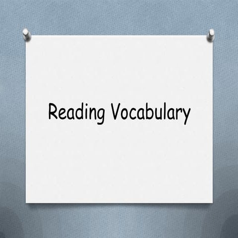 Literacy vocabulary