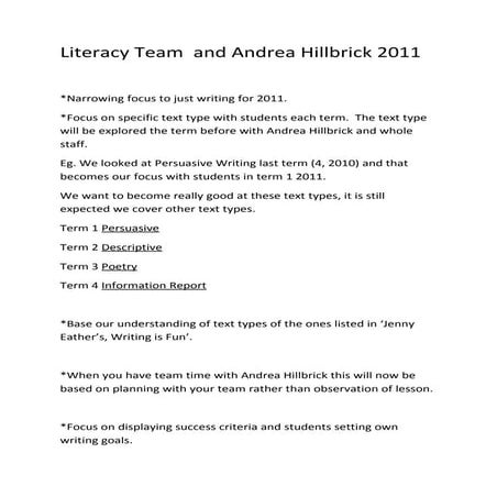 Literacy with andrea hillbrick