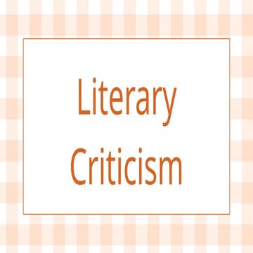 Literary Criticism - Literary Theories SAMPLE