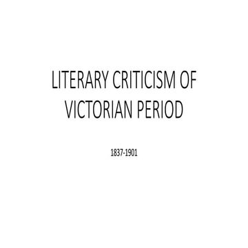 Literary criticism of victorian period