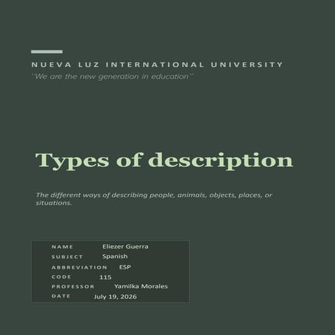 Descriptive text (structure and examples) | PPT