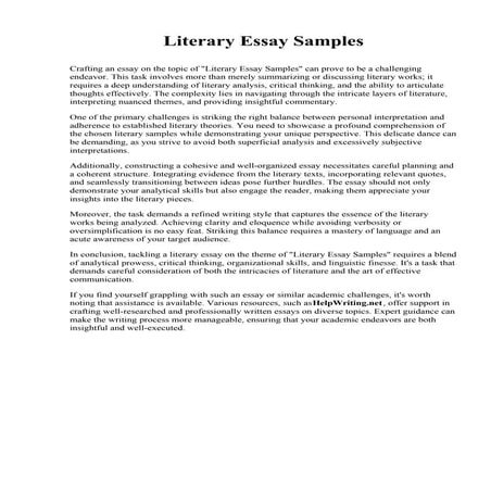Literary Essay Samples. University of Wisconsin-Platteville