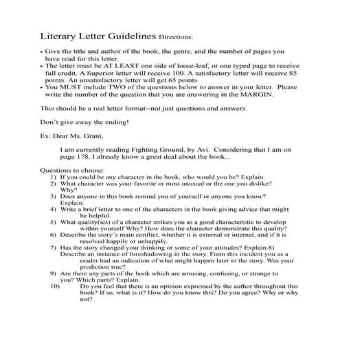Literary letter guidelines