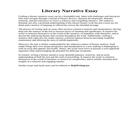 Literary Narrative Essay. Personal Narrative Essay Examples | PDF