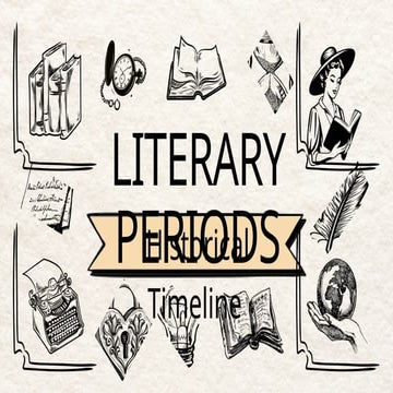 Literary Periods Historical Timeline Presentation in Beige Black Vintage Hand...