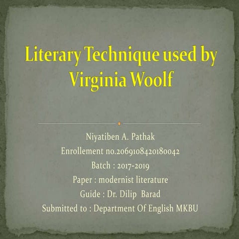 Literary technique used by woolf in to the lighthouse