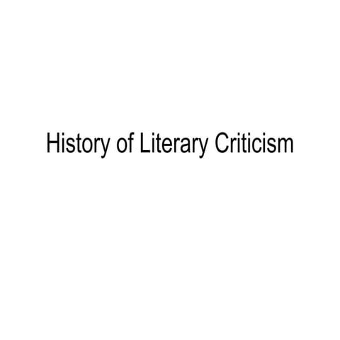 Literary theories and criticism