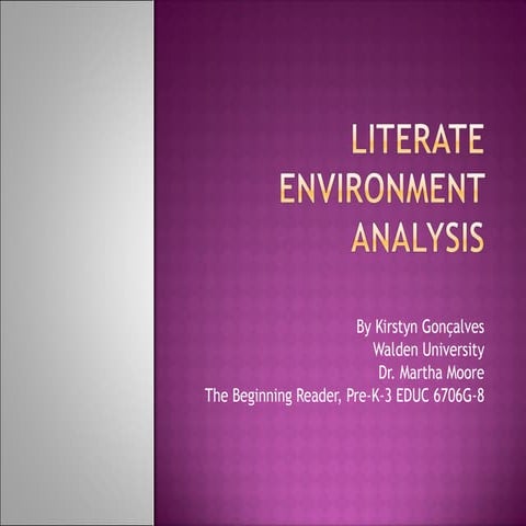 Literate environment analysis