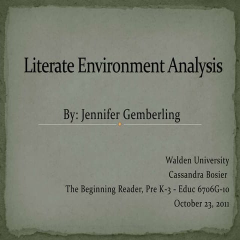 Literate environment analysis
