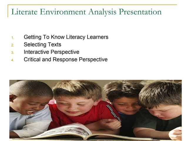 Literate environment analysis